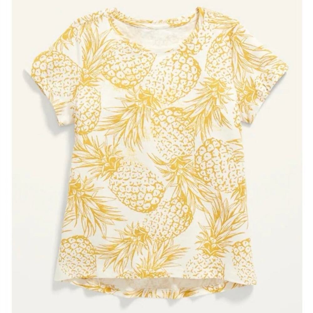 Old Navy Girls' Yellow Pineapple Print Top - Size L (10/12)